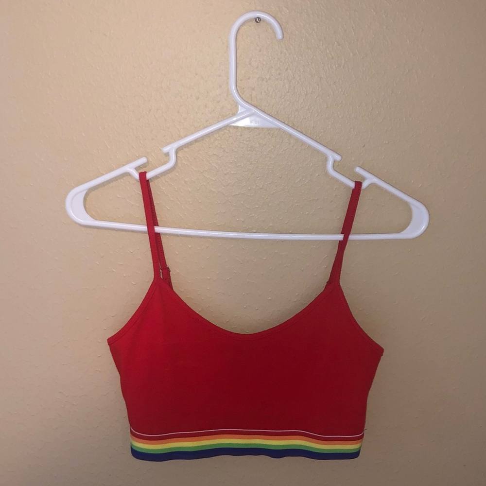 cropped red tank top